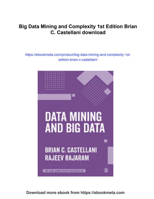 Big Data Mining and Complexity 1st Edition Brian C. Castellani
