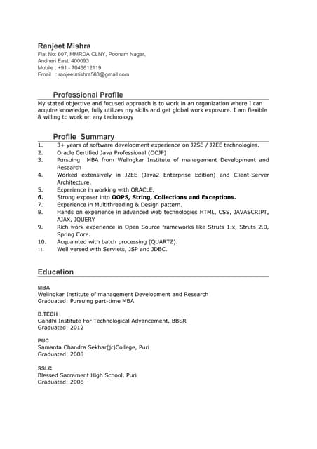 Ranjeet Mishra_JAVA_3+year exp