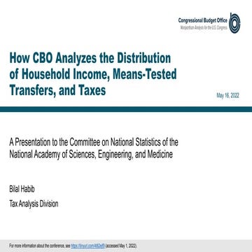 How CBO Analyzes the Distribution of Household Income, Means-Tested Transfers...