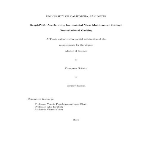 GraphIVM- Accelerating IVMthrough Non-relational Caching