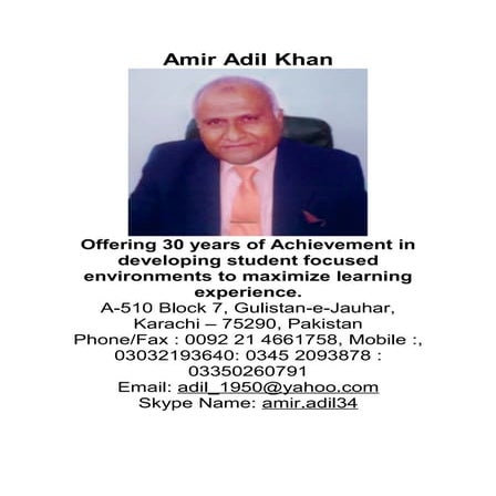 Highly Experience Educationist CV with pic