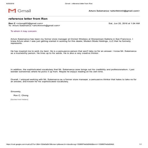 Gmail - E-reference letter from Ron | PDF