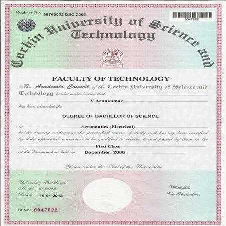 Arun BSc Certificate | PDF