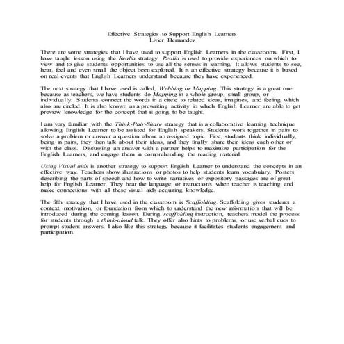 Strategies that I have used to support ELs