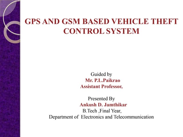Vehicle Theft control system
