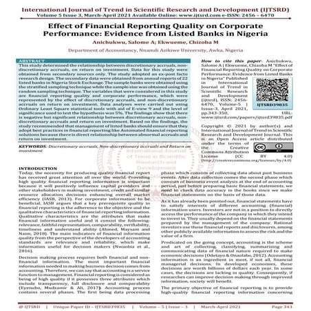 Effect of Financial Reporting Quality on Corporate Performance Evidence ...