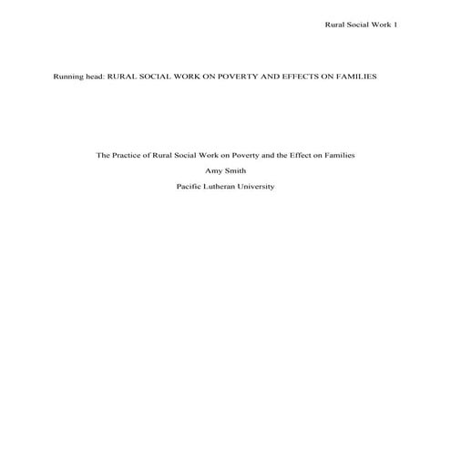 The Practice of Rural Social Work on Poverty and the Effect on Families