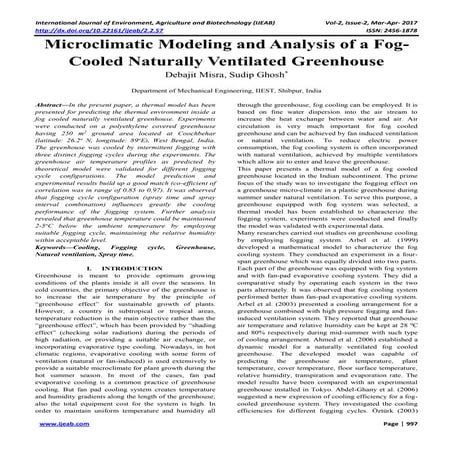 microclimatic modeling and analysis of a fog cooled naturally ventilated gree...
