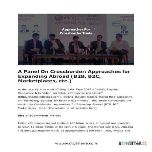 A panel on crossborder- approaches for expanding abroad (b2 b, b2c, marketpla...