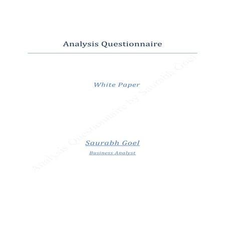 Analysis Questionnaire - White Paper