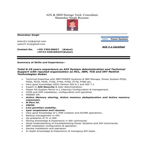 AIX Administator Resume.