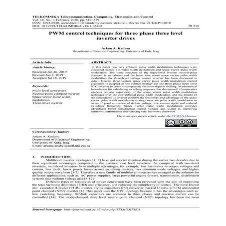 PWM control techniques for three phase three level inverter drives