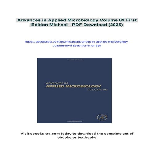 Advances in Applied Microbiology Volume 89 First Edition Michael | PDF