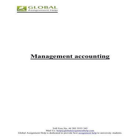Management Accounting Assignment Sample - Global Assignment Help