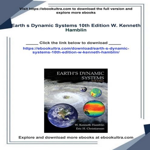Earth s Dynamic Systems 10th Edition W. Kenneth Hamblin