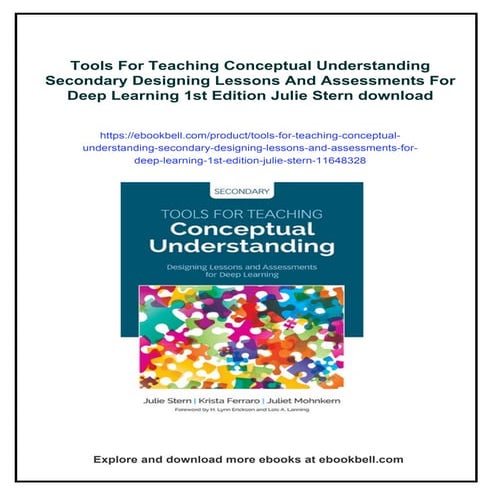 Tools For Teaching Conceptual Understanding Secondary Designing Lessons And A...