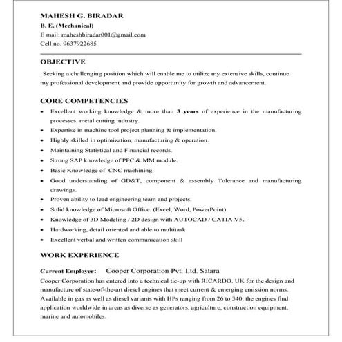Mahesh Biradar Resume