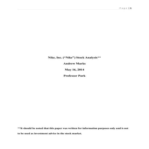 Nike Stock Analysis_Final