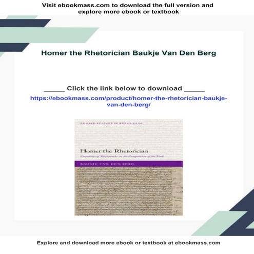 Homer the Rhetorician Baukje Van Den Berg | PDF