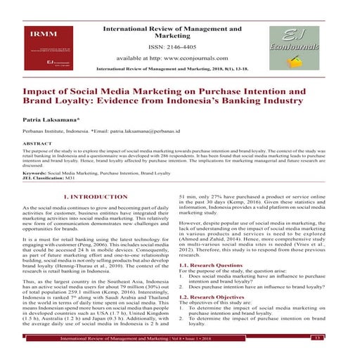 IMPACT OF SOCIAL MEDIA MARKETING ON PURCHASE INTENTION | PDF