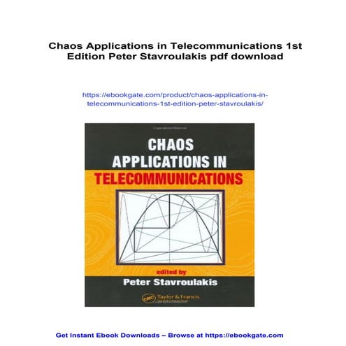 Chaos Applications in Telecommunications 1st Edition Peter Stavroulakis