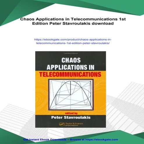 Chaos Applications in Telecommunications 1st Edition Peter Stavroulakis