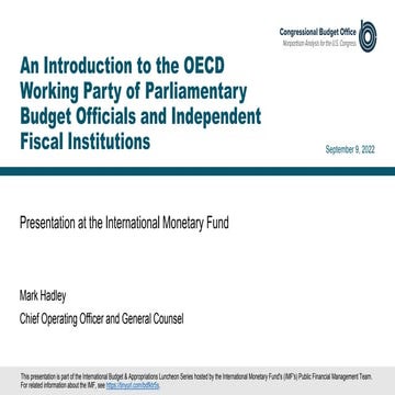An Introduction to the OECD Working Party of Parliamentary Budget Officials a...