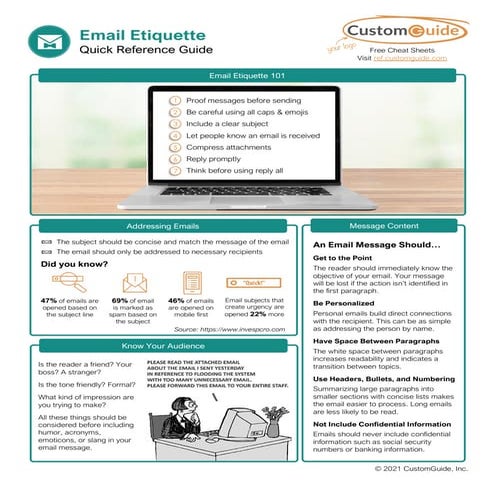 Outlook -Email Etiquette Quick Reference