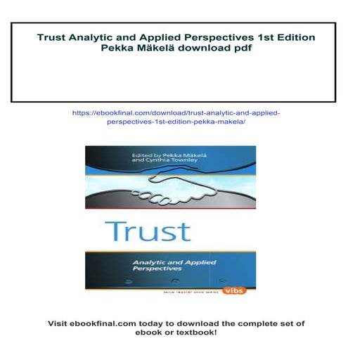 Trust Analytic and Applied Perspectives 1st Edition Pekka Mäkelä