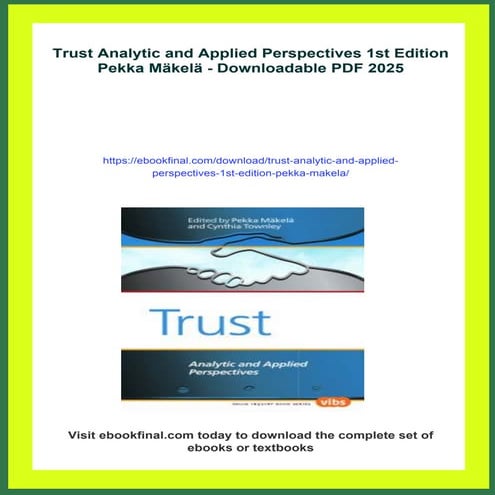 Trust Analytic and Applied Perspectives 1st Edition Pekka Mäkelä