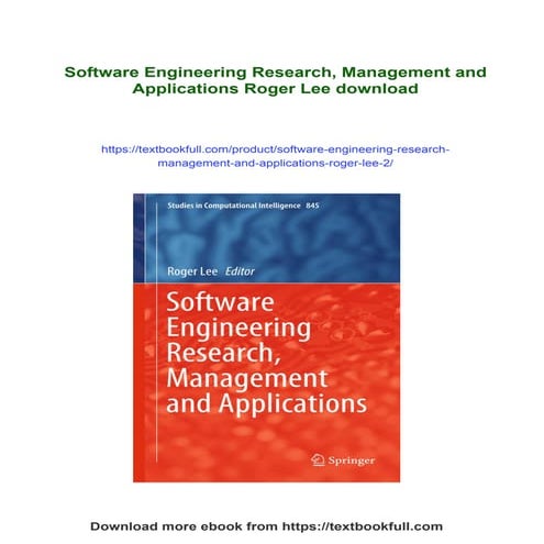 Software Engineering Research, Management and Applications Roger Lee