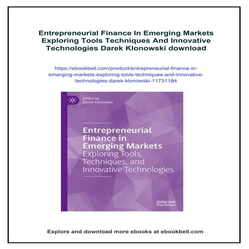 Entrepreneurial Finance In Emerging Markets Exploring Tools Techniques ...