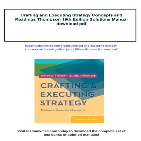 Crafting and Executing Strategy Concepts and Readings Thompson 19th ...
