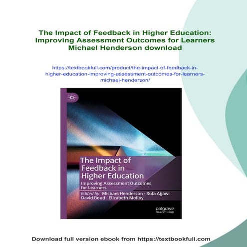 The Impact of Feedback in Higher Education: Improving Assessment ...