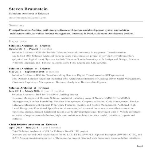 Steven Braunstein Resume December 2016