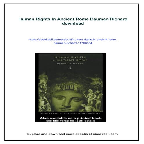 Human Rights In Ancient Rome Bauman Richard | PDF