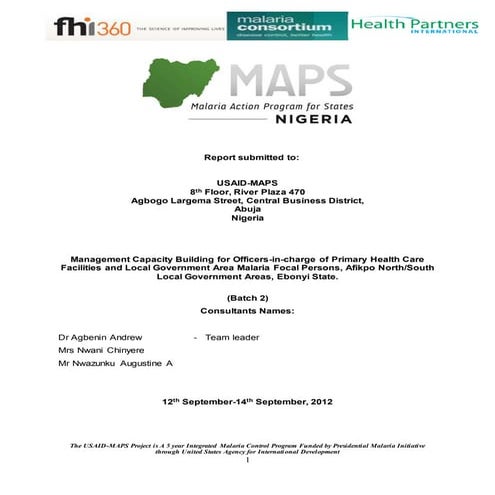 Report submitted to (1)