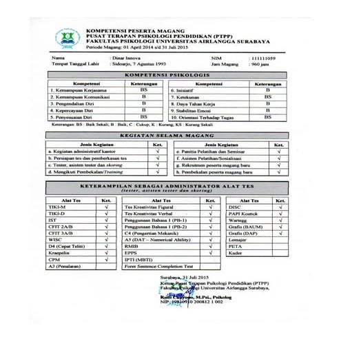 penilaian kompetensi magang
