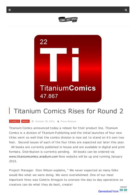 Titanium Comics Rises for Round 2