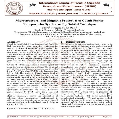 Microstructural and Magnetic Properties of Cobalt Ferrite Nanoparticles Synth...