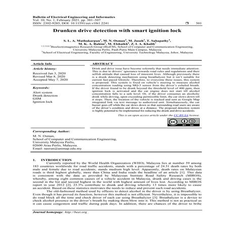Drunken drive detection with smart ignition lock