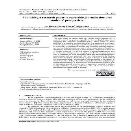 Publishing a research paper in reputable journals: doctoral students ...