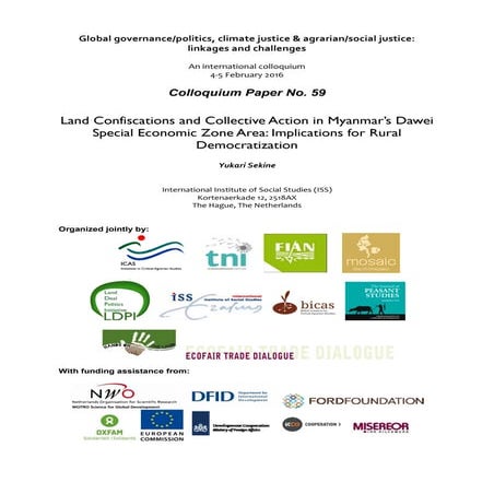 Land Confiscations and Collective Action in Myanmar’s Dawei Special Economic ...