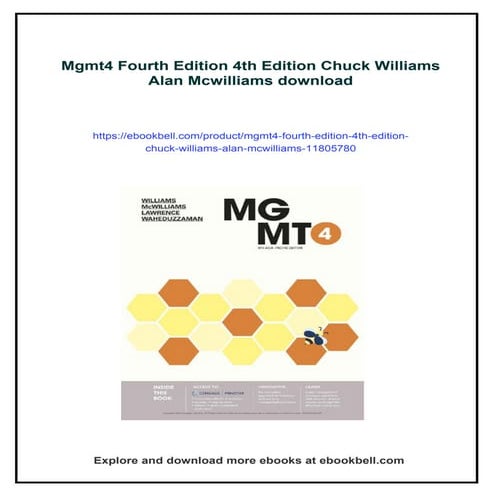 Mgmt4 Fourth Edition 4th Edition Chuck Williams Alan Mcwilliams | PDF