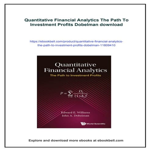 Quantitative Financial Analytics The Path To Investment Profits Dobelman