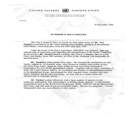 Letter of Recomendation UN-USRG Mr. Aldo Ajello to Ton Pardoel. | DOCX