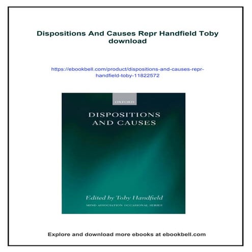 Dispositions And Causes Repr Handfield Toby | PDF