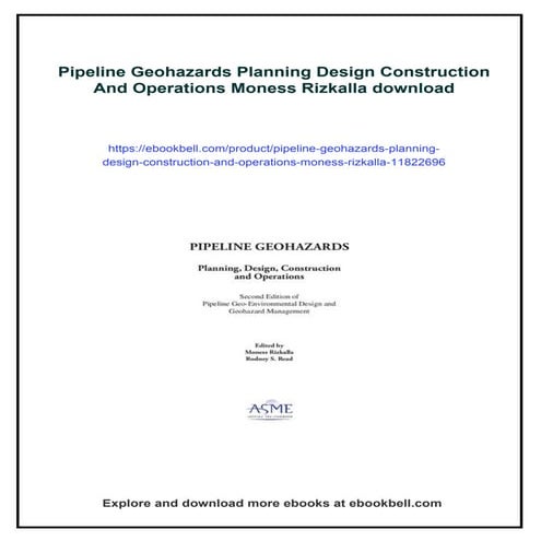 Pipeline Geohazards Planning Design Construction And Operations Moness ...