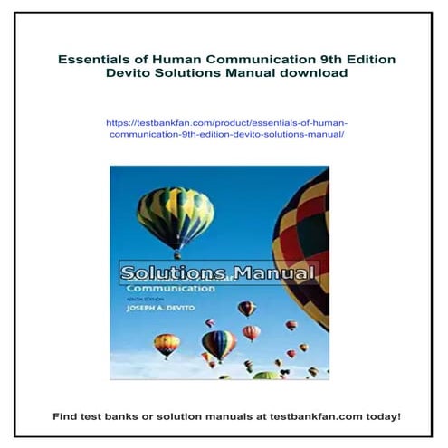 Essentials of Human Communication 9th Edition Devito Solutions Manual