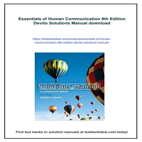Essentials of Human Communication 9th Edition Devito Solutions Manual